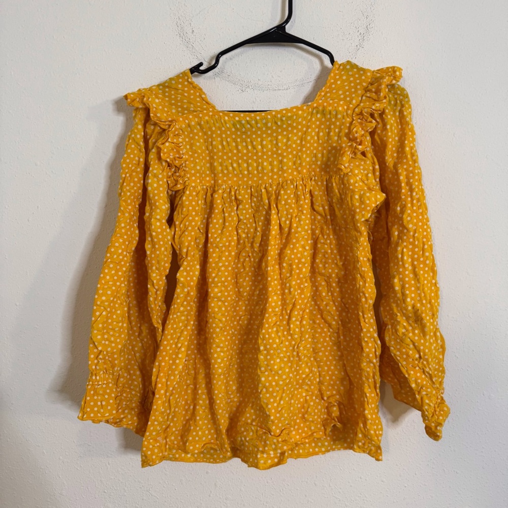 Marion foale and sally tuffin vintage orange polka dot ruffle blouse - Picture 3 of 4